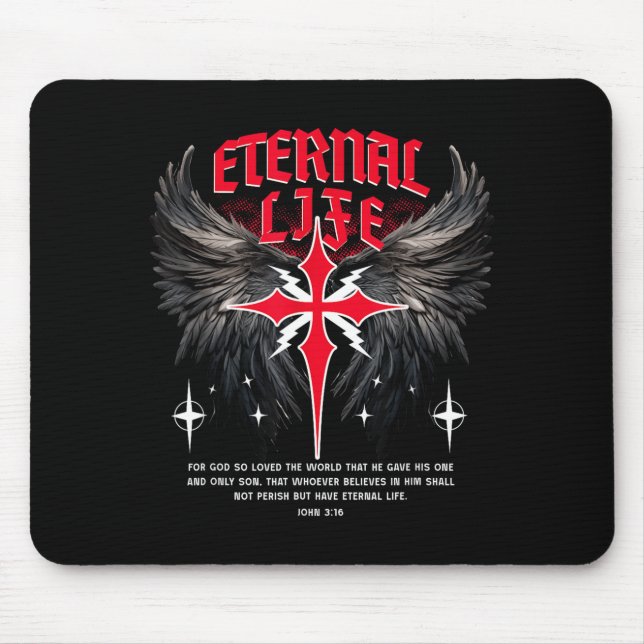 Mousepad Eternal Jesus Cross Gothic Punk Life Nu Goth Bible (Frente)