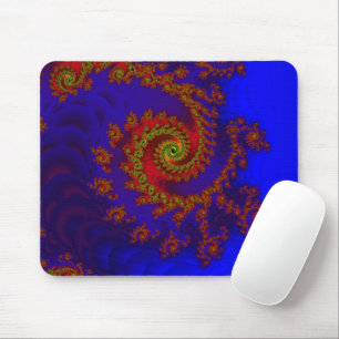 Mousepad Eternidade Arte Fractal Azul e Vermelha