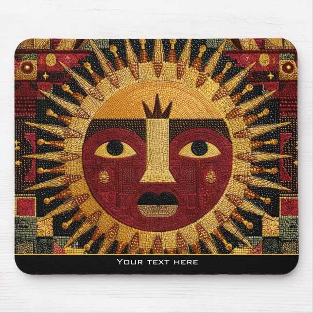 Mousepad Ethnic Tribal Celestial Mandala Sun Face Mosaic (Frente)
