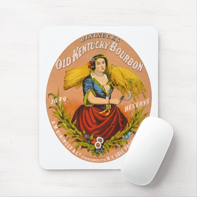Mousepad Etiqueta de anúncio uísque, cerca de 1860. (Com mouse)