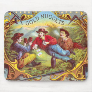 Mousepad Etiqueta de Charuto de Vintage com Nuggets Dourado
