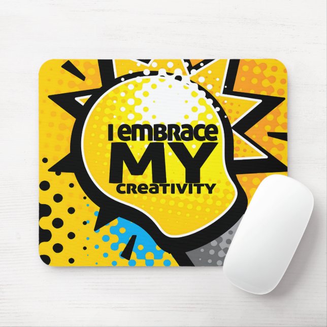 Mousepad "Eu abraço minha criatividade" Afirmação de Motiva (Com mouse)