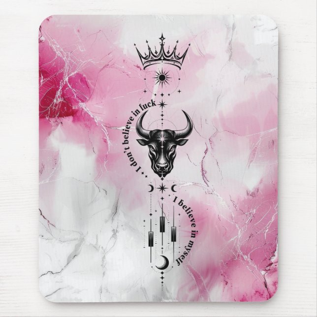 Mousepad Eu Acredito em Mim Símbolo Pink Marble Trader (Frente)