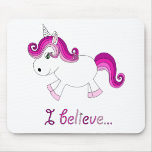 Mousepad Eu acredito o unicórnio - rosa