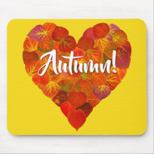 Mousepad Eu Adoro outono, Negrito — Vermelho Aspen Coração 