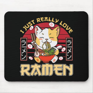 Mousepad Eu Adoro Ramen Kawaii Anime Cat Ramen Gi