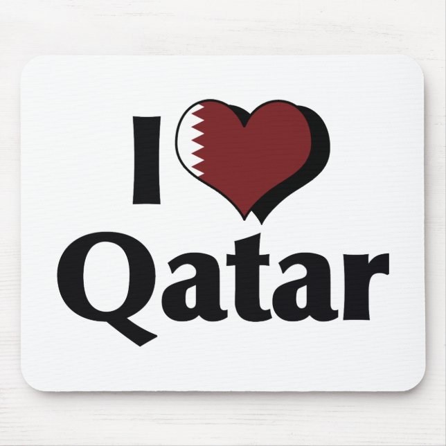 Mousepad Eu Amo a Bandeira do Qatar (Frente)