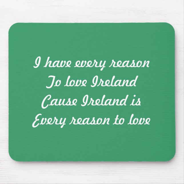 Mousepad Eu amo a Irlanda (Frente)