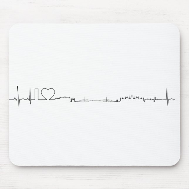 Mousepad Eu amo a lembrança de Budapest (estilo do ecg) (Frente)