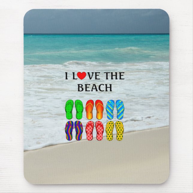 Mousepad Eu Amo a Praia,  (Frente)