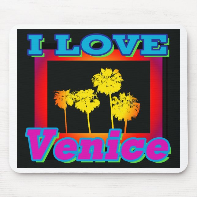 Mousepad Eu AMO Almofadas de Rato Venice Palmeiras na Caixa (Frente)