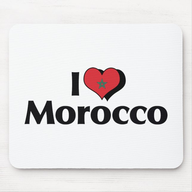 Mousepad Eu Amo Bandeira de Marrocos (Frente)