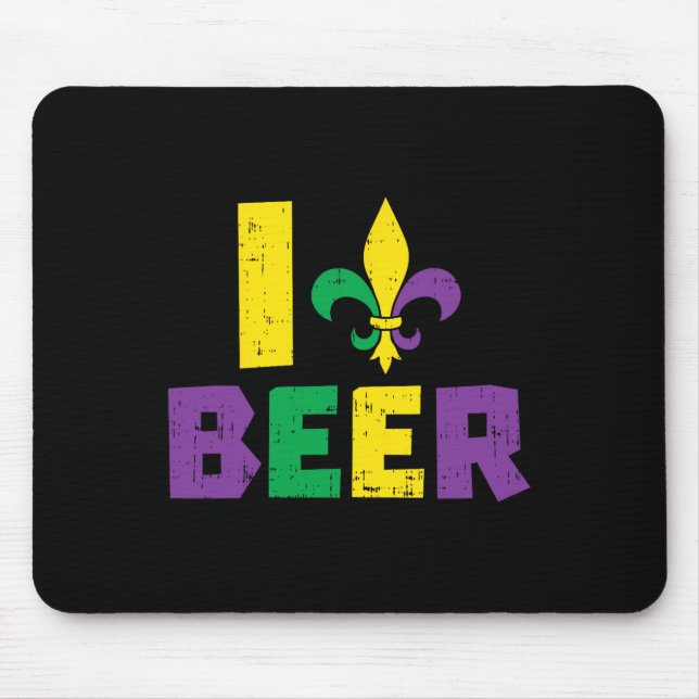Mousepad Eu Amo Beer Jester Hat Equipe De Bebendo Mardi Gra (Frente)