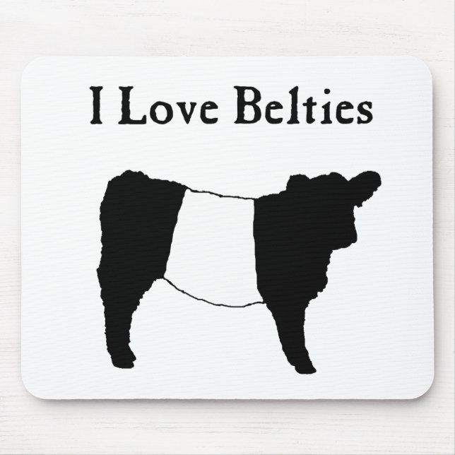 Mousepad Eu Amo Belas - Vacas Galloway Negras Belgas (Frente)