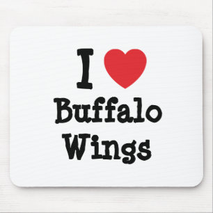 Mousepad Eu amo Buffalo Wings coração T-Shirt