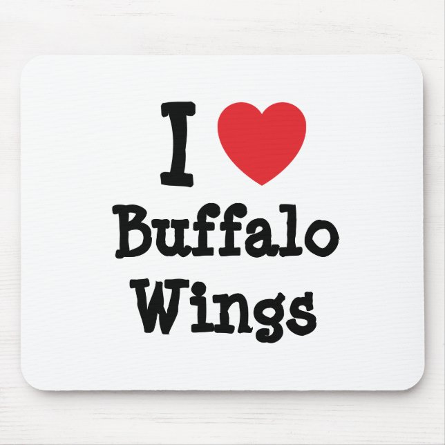 Mousepad Eu amo Buffalo Wings coração T-Shirt (Frente)