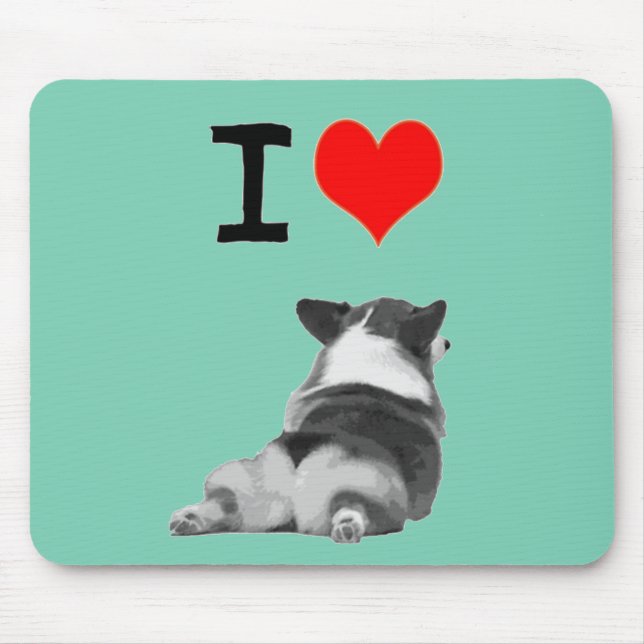 Mousepad Eu amo bumbuns do Corgi (Frente)