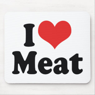 Mousepad Eu Amo Carne de Coração - Amante de Bife de Carne