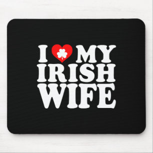 Mousepad Eu Amo Coração Meu Dia de São Patrício De Esposa I