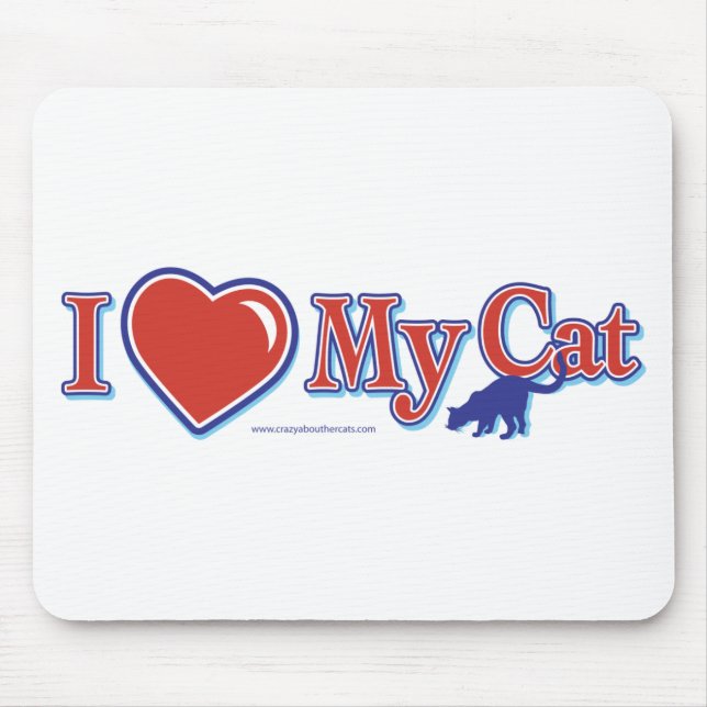 Mousepad Eu Amo Coração Meu Gato (Frente)