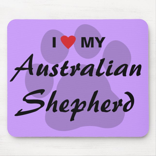 Mousepad Eu amo (coração) meu pastor australiano (Frente)