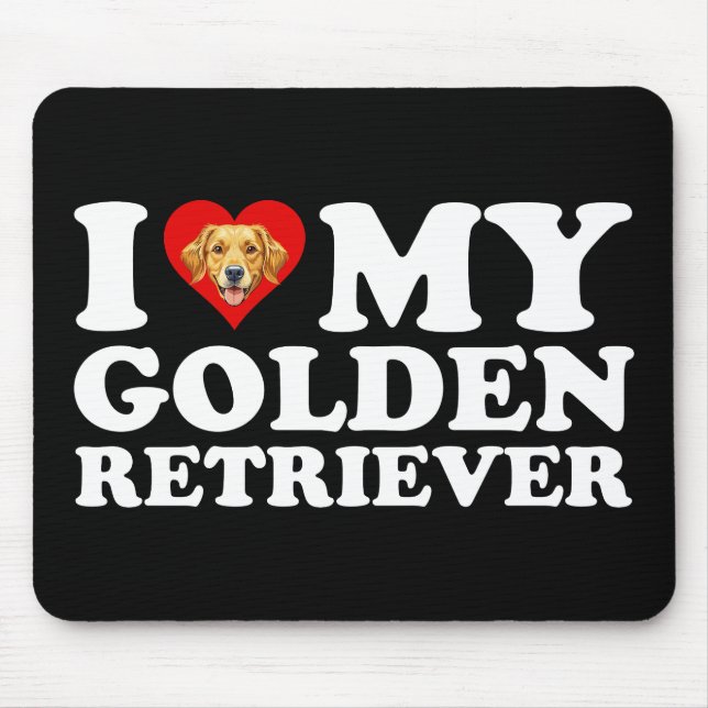 Mousepad Eu Amo (Coração) Meu Retriever do Ouro (Frente)