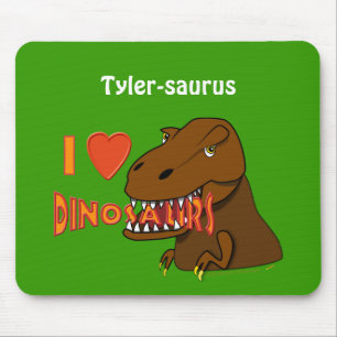 Mousepad Eu amo desenhos animados Tyrranosaurus Rex dos