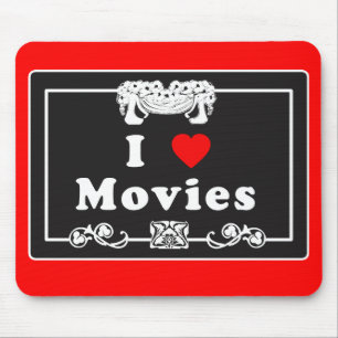 Mousepad Eu amo filmes com o dom do filme silencioso