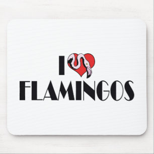 Mousepad Eu Amo Flamingos com Coração - Amantes de Flamingo