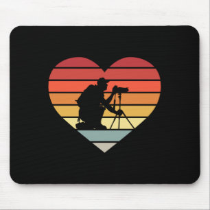 Mousepad Eu Amo Fotografar Coração Vintage