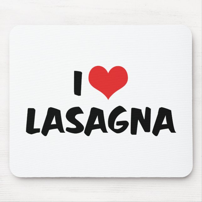 Mousepad Eu Amo Heart Lasagna - Comida italiana Pasta Lover (Frente)
