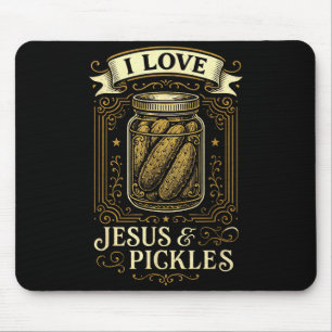 Mousepad Eu Amo Jesus & Picles - Humor Cristão Divertid
