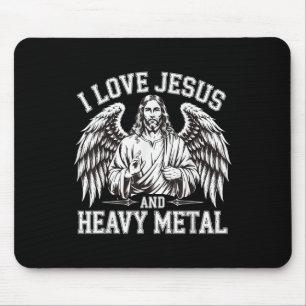 Mousepad Eu Amo Jesus E Heavy Metal 0