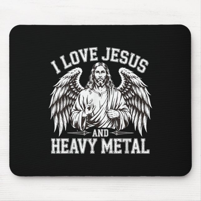 Mousepad Eu Amo Jesus E Heavy Metal 0  (Frente)