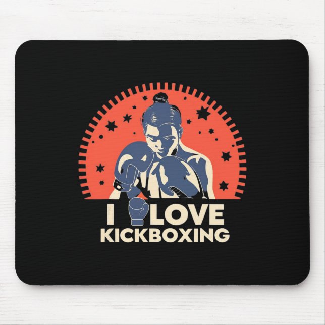 Mousepad Eu Amo Kick-boxing Boxe Ama Kickboxer Kickboxin (Frente)