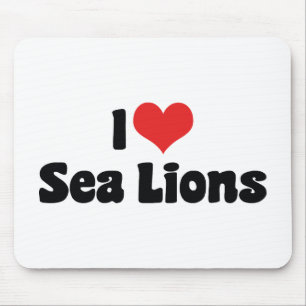 Mousepad Eu Amo Leões-Marinhos do Coração