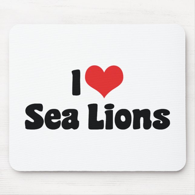 Mousepad Eu Amo Leões-Marinhos do Coração (Frente)