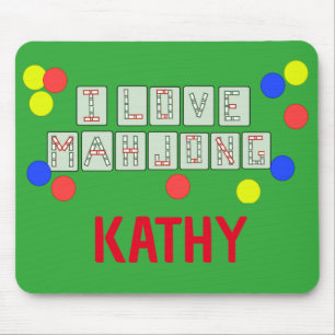 Mousepad Eu Amo Mahjong - Azulejos Letreiros - Personalizad