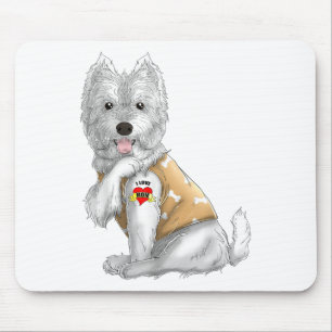Mousepad Eu Amo Mamãe Tatuagem Camiseta de cão Engraçada Mã