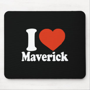 Mousepad Eu Amo Maverick, Eu Adoro Maverick, Coração Vermel