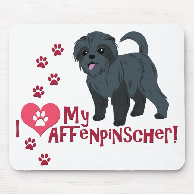 Mousepad Eu Amo Meu Affenpinscher! (Frente)