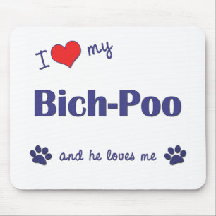 Mousepad Eu amo meu Bich-Poo (o cão masculino)