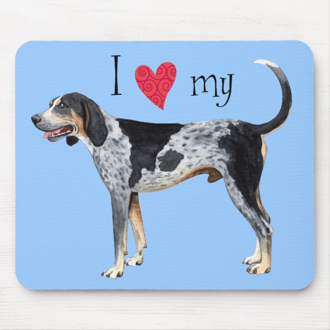 Mousepad Eu amo meu Bluetick Coonhound (Frente)
