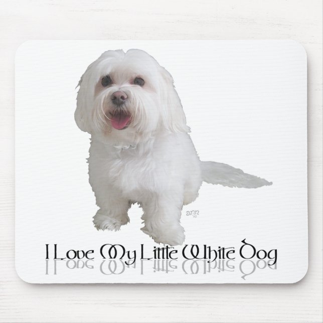 Mousepad Eu Amo Meu Cachorrinho Branco - Havanese (Frente)