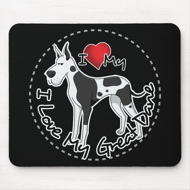Mousepad Eu amo meu cão de great dane (Frente)