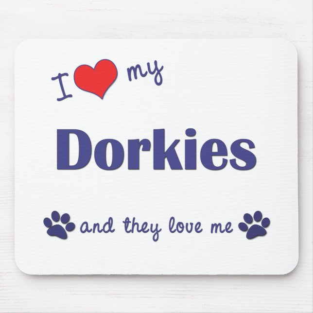 Mousepad Eu amo meu Dorkies (os cães múltiplos) (Frente)