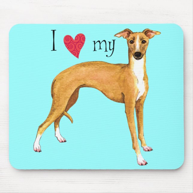 Mousepad Eu amo meu galgo italiano (Frente)
