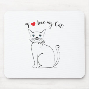 Mousepad Eu amo meu gato, bonito, Legal