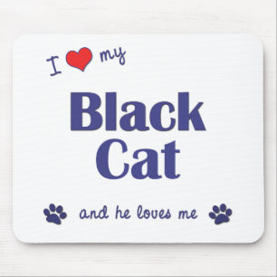 Mousepad Eu amo meu gato preto (o gato masculino)