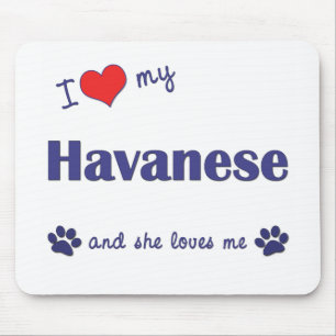Mousepad Eu amo meu Havanese (o cão fêmea)